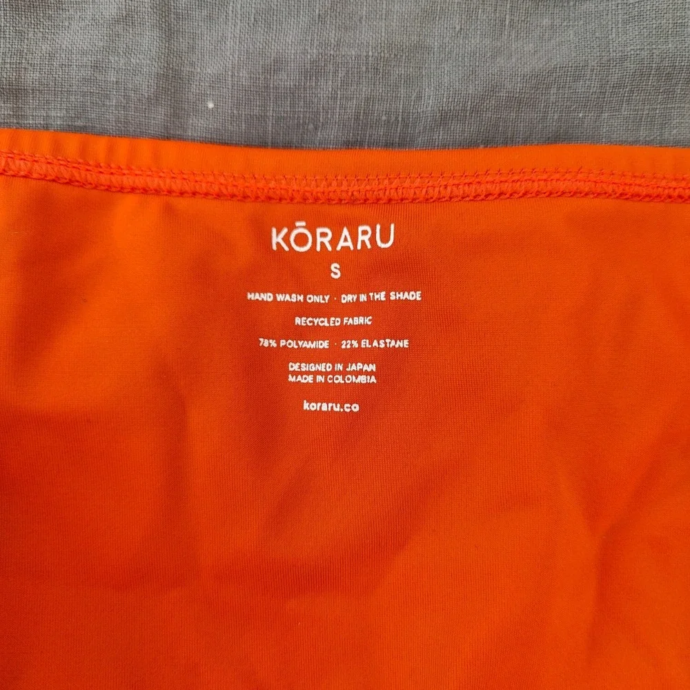 Koraru‎ Womens Bikini Bottoms Small Orange Side Tie Gold Hardware Eco Friendly